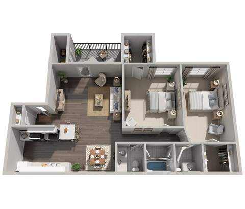 Floor plan for 2 beds, 1.5 baths, 800 sqft